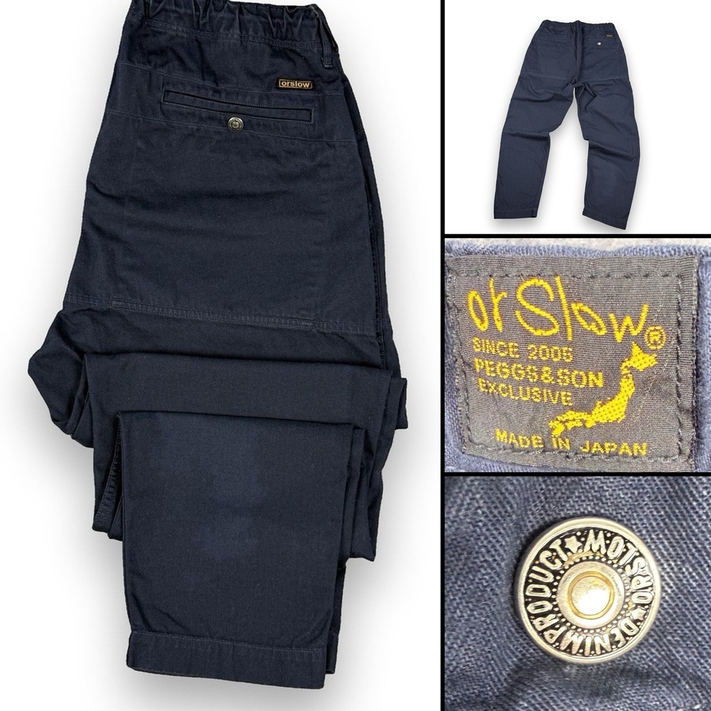 orSlow x Peggs & Son • New Yorker Pants • L • Navy • Herringbone Twill • Japan